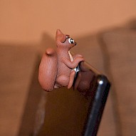 squirrel holding to a laptop