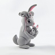grey bunny with babies