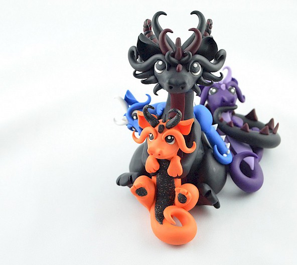 dragon mama with 3 babies
