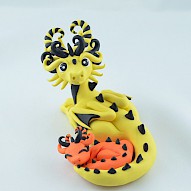 yellow dragon mama with babie