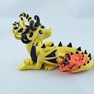 yellow dragon mama with babie