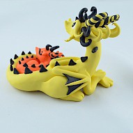 yellow dragon mama with babie