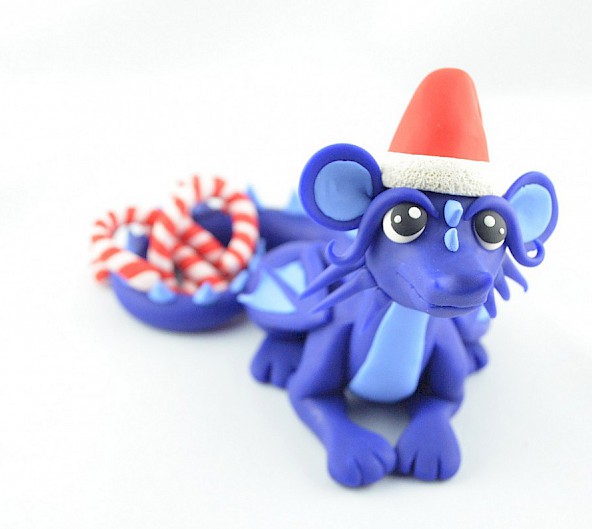 Blue Christmas dragon
