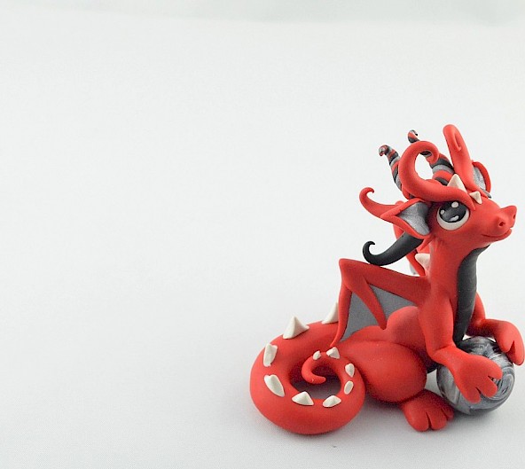 red dragon with marble