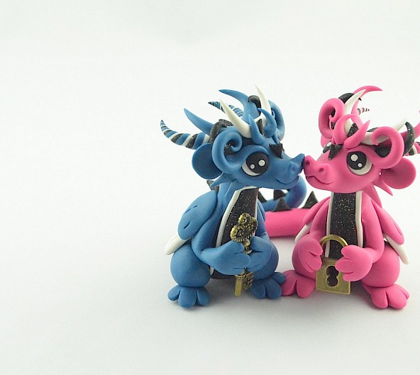 dragon couple - key and a padlock